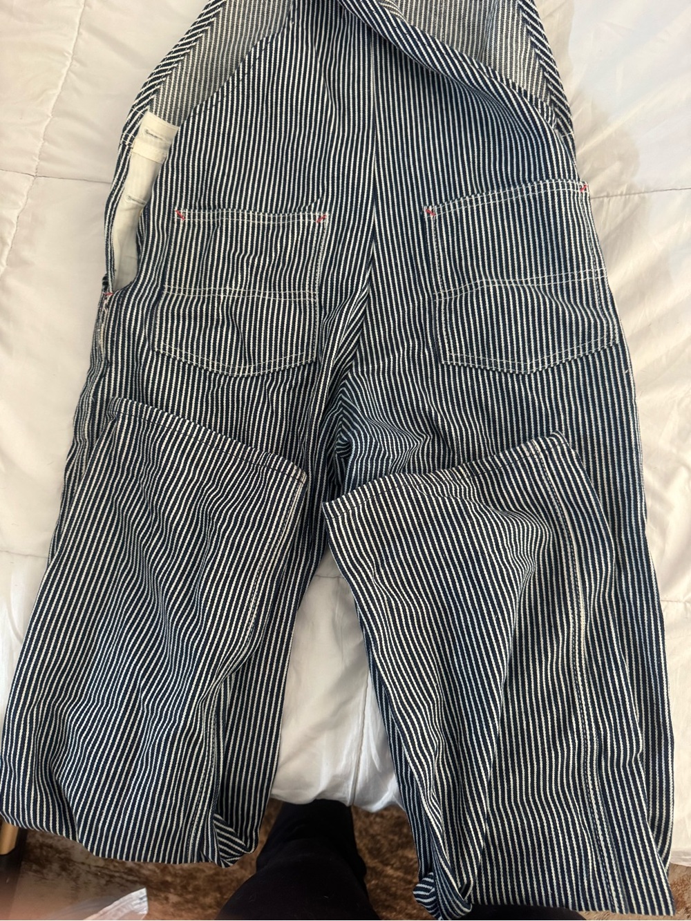 Rroundhouse Striped Denim Overalls - Navy/White womens XS - Picture 4 of 4